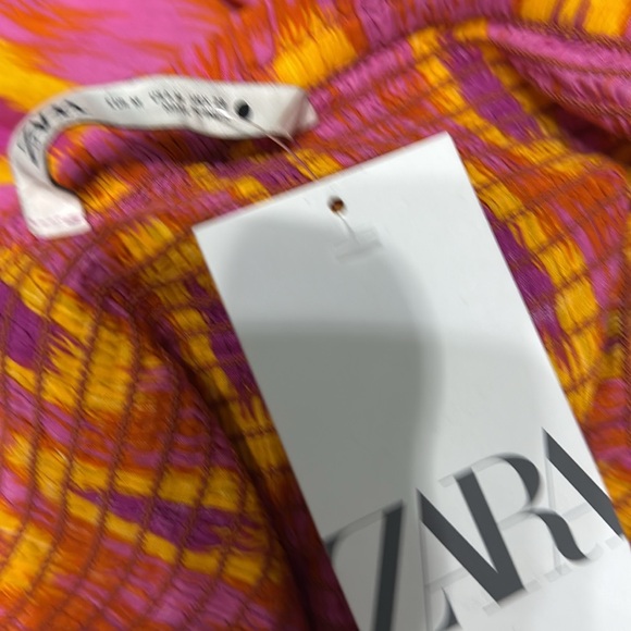 Zara Orange Smocked Tiered Sundress with Puff Sleeves brand new - Picture 5 of 5